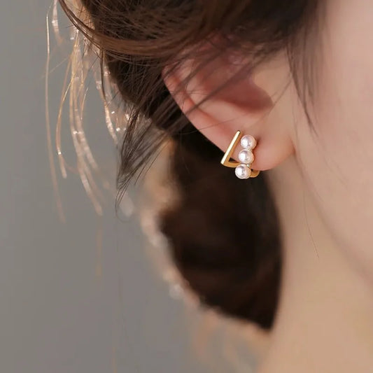 S925 Sterling Silver Luxury Imitation Natural Pearl Earrings for Women Versatile Ear Studs Fashion Jewelry Gifts Accessories