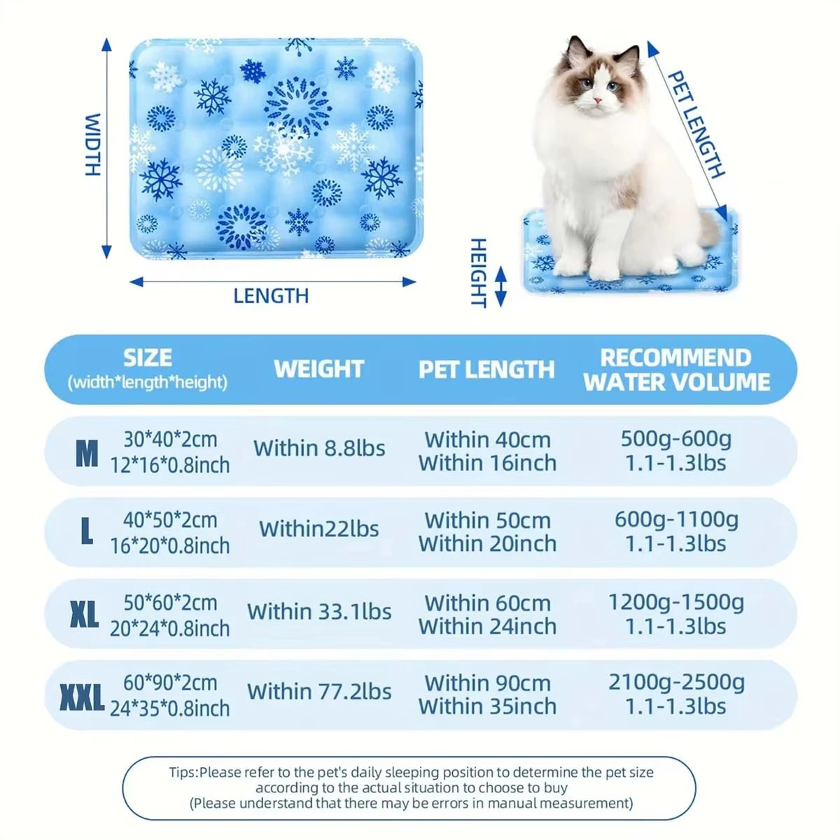 Pet Cooling Mat, Dry Ice Water Injection Cool Pad, Waterproof Wear Resistant, Summer Heat Relief Cooling Cushion for Dogs & Cats