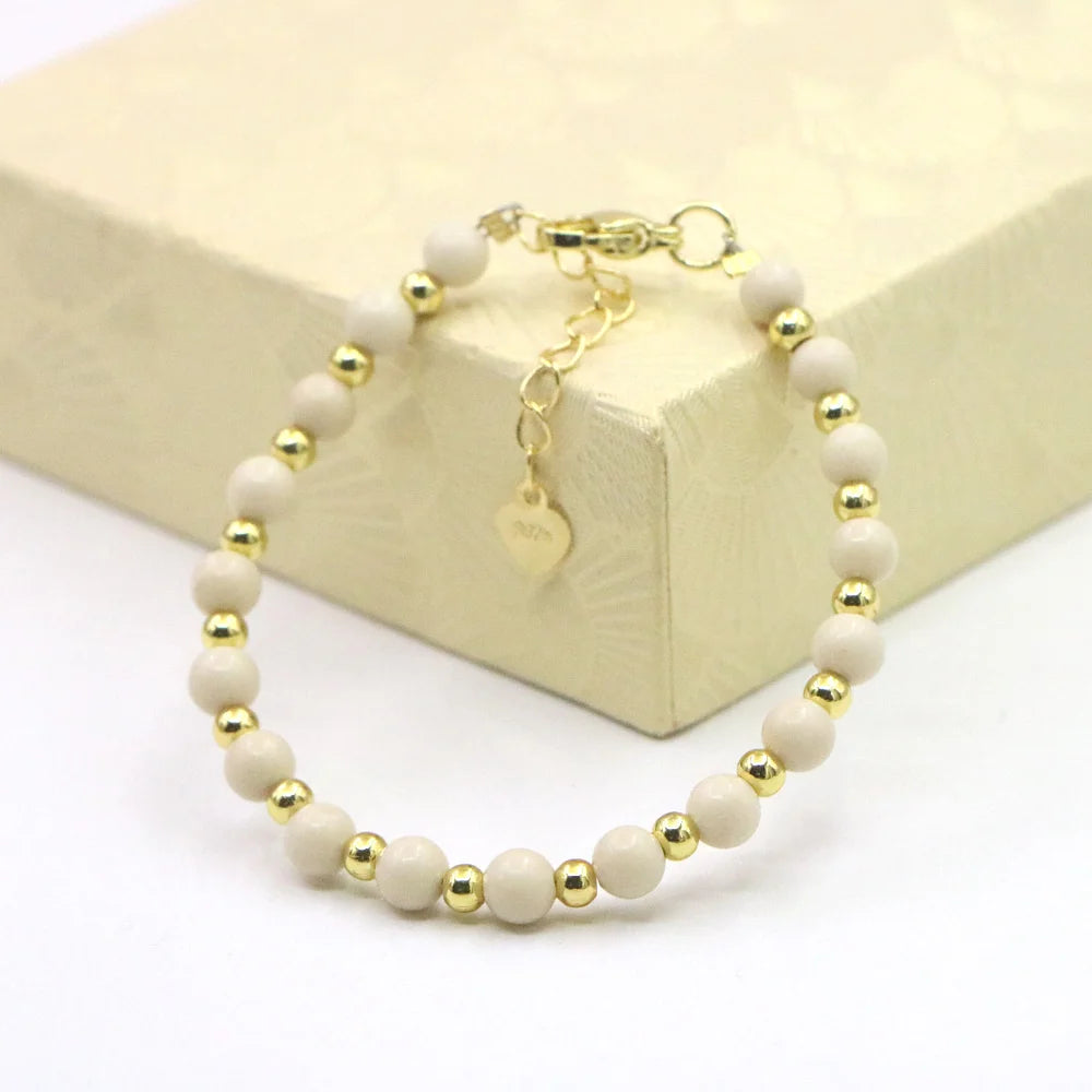 Lovely Baby Baptism Bracelet Natural Stone Crystal Lobster Clasp Parts Yoga Christmas Wedding Girls Gift Jewelry Charm Fashion
