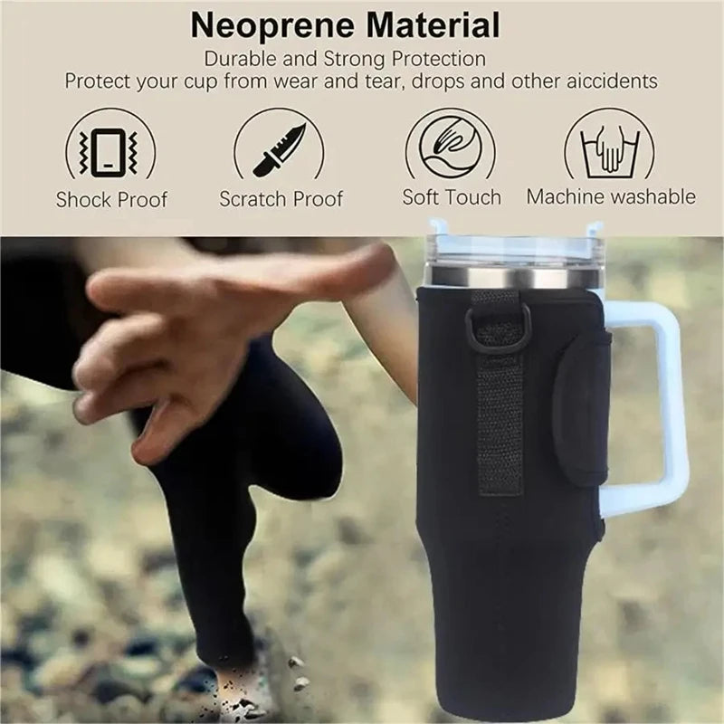1PC Water Bottle Carrier Bag for Large Capacity Tumbler Cup with Handle Water Bottle Cup Sleeve with Adjustable Shoulder Strap