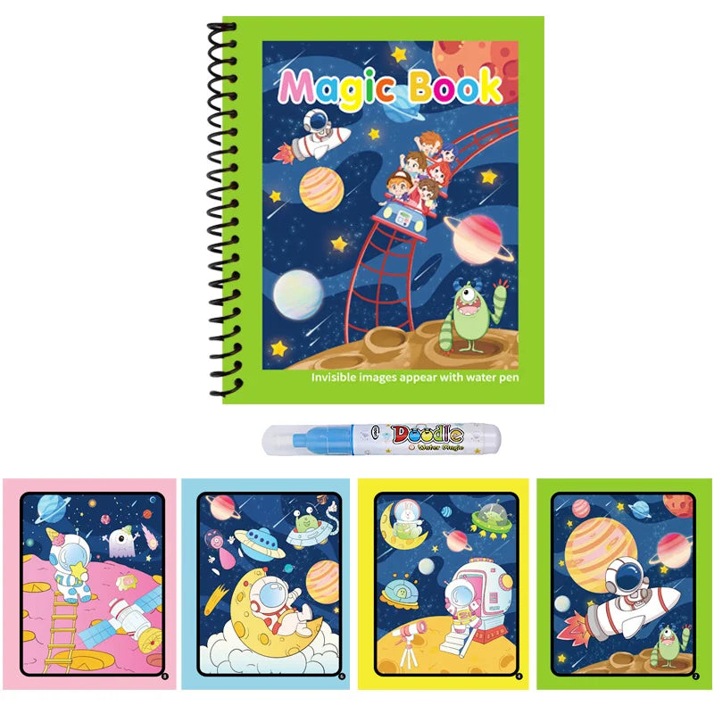 Cartoon Watercolor Painting Magic Book Kids Educational Magic Water Coloring Book Sensory Early Education Puzzle Drawing Toys