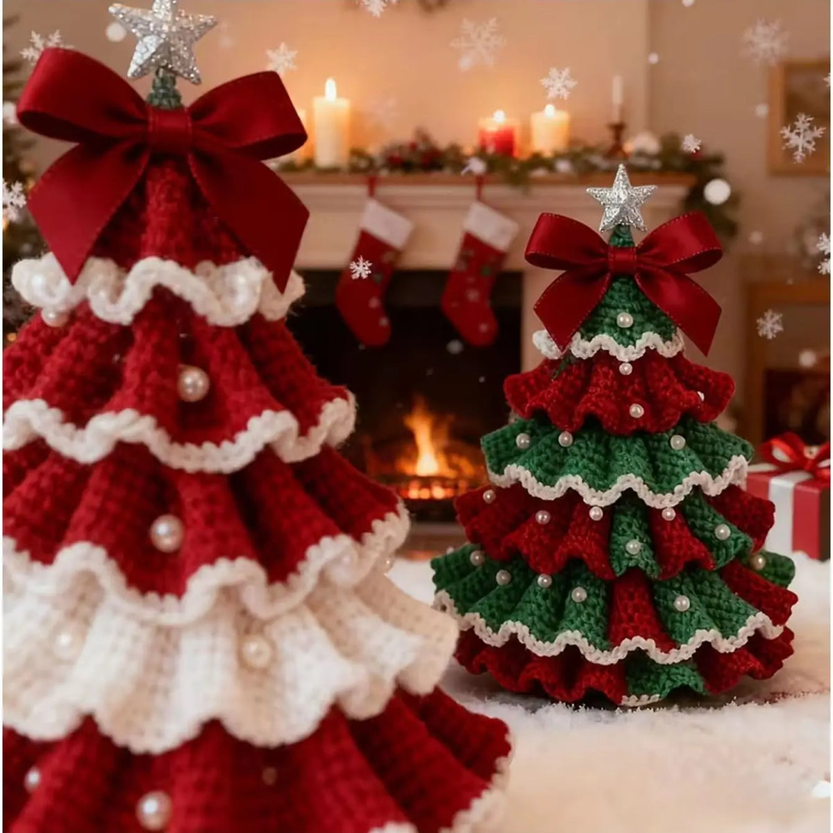 1Pc Christmas DIY Crochet Hook Material Pack Hand Woven, Christmas Tree DIY Weaving Kit, Cute and Fun Home Decoration Ornaments