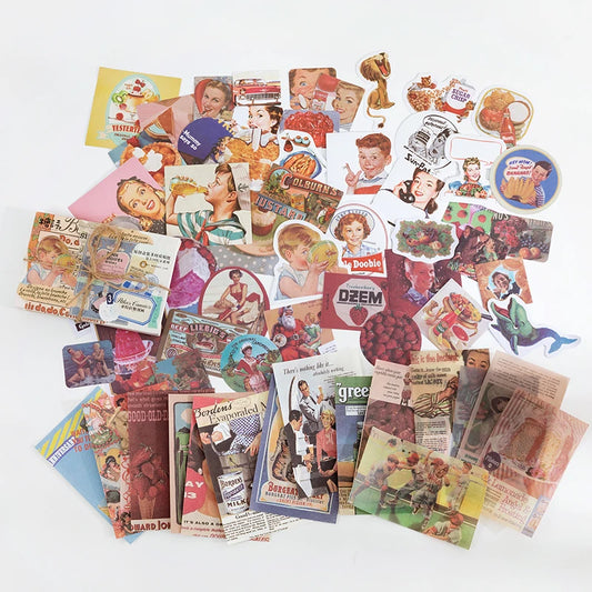 Yoofun 60pcs/pack Multi-Material Sticker Pack Vintage Mushroom Plants butterflies Stickers for Journal Scrapbooking Craft Making