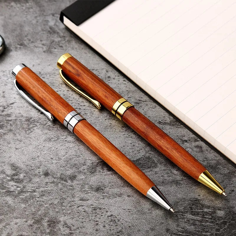1 Set Premium Metal Ballpoint Pen with Wood Barrel for Smooth Writing Experience and High-End Design-Black Ink-Office-With Case