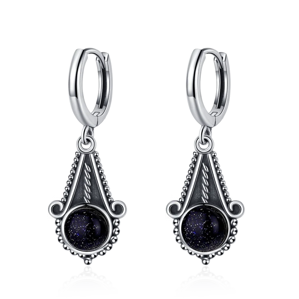 New Elegant Natural Kyanite S925 Silver Drop Earrings for Women Vintage Jewelry Wedding Engagement Hoop Earrings Gifts