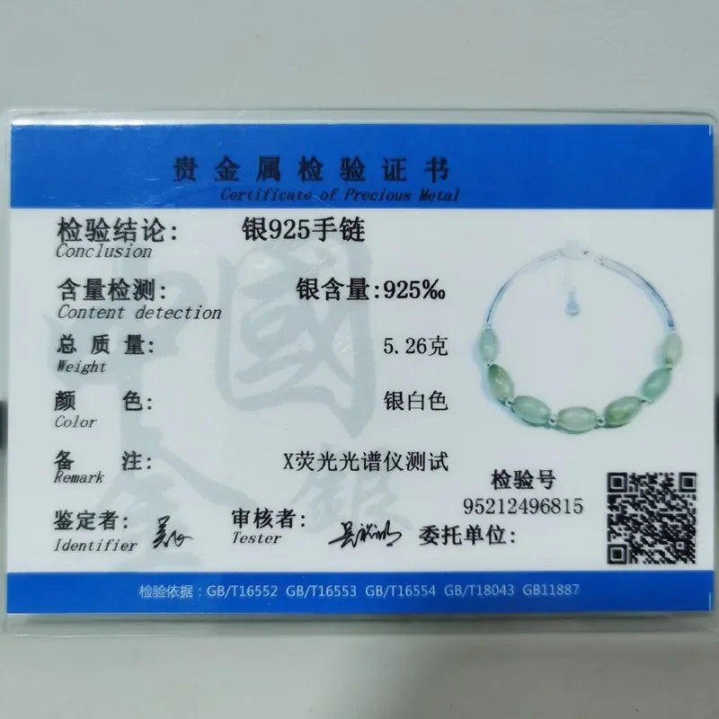 Ruifan Oval Natural Stone Green Jade Pure 925 Sterling Silver Bangle Bracelets for Women S925 Fine Jewelry Accessories YBR098
