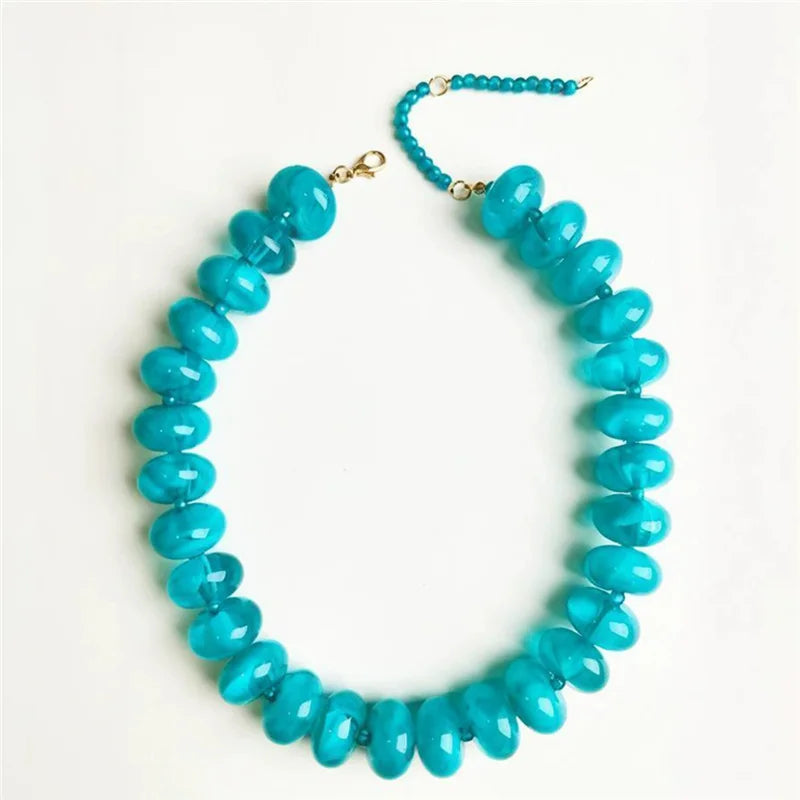 Bohemian Fashion Casual Dopamine Resin Bead Necklace Charms Chunky Jewelry Suitable for Women Daily Vacation Wear