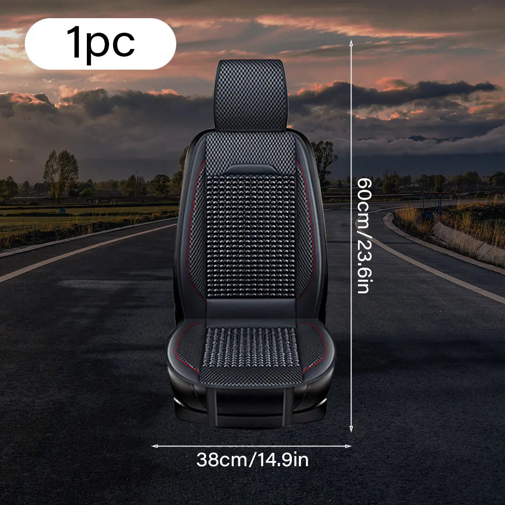 Car Wooden Bead Seat Cushion Singleseat Wood Bead Summer Cool Leather Car Seat Cover Breathable For Universal Car Chair Office