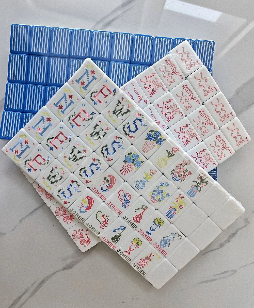 New Arrival Acrylic Luxury American Mahjong Card Set 160 Tiles Blue Stripes Portable Mah Jongg Surprise Gifts Indoor Board Game