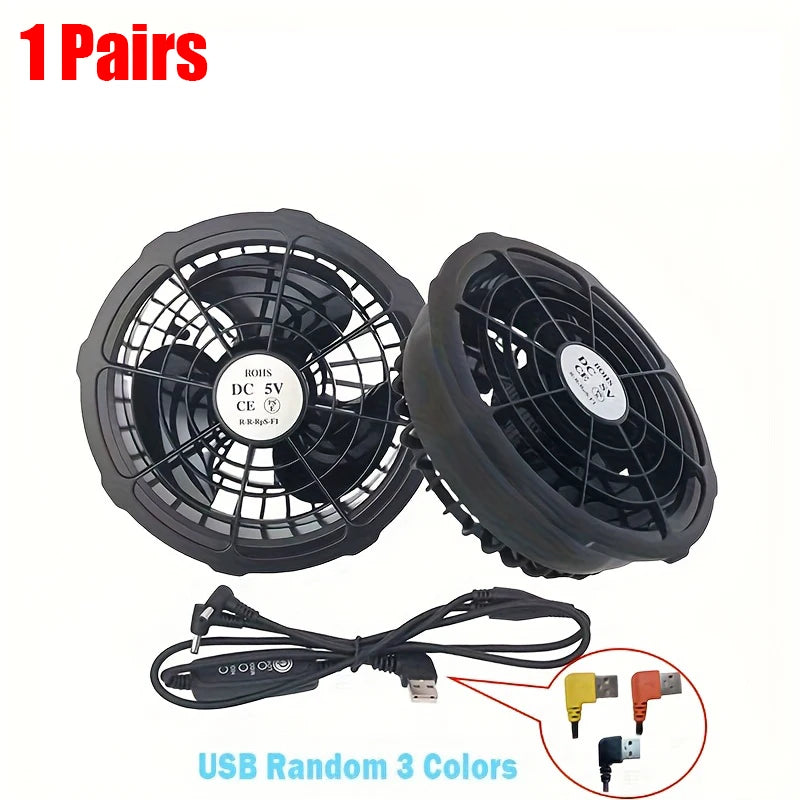1 or 2 Pairs 5V Cooling Fan 3 Gear Adjustment For Special Summer Outdoor Air-Conditioned Vests High Speed Conditioning Cool Fan