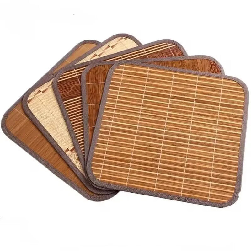 1 Pc Random Color Summer Bamboo Chair Cushion Office Student Cool Stool Cushion Home Square Summer Cool Dining Chair Seat Mat
