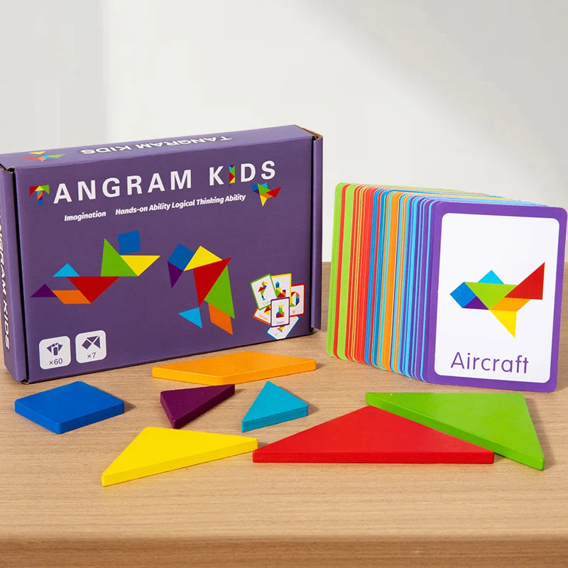 Wooden Children Puzzle Toys Montessori Preschool Education Tangram Game Building Blocks Learning Puzzle Game Kids Festival Toy