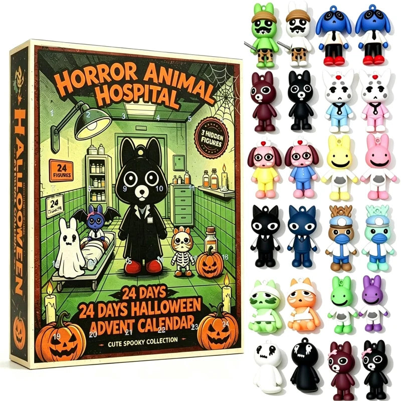 Horror Animal Hospital Halloween Advent Calendar 24 Days Spooky Mystery Box Collectible Figures Surprise Festival Gift Adult Set