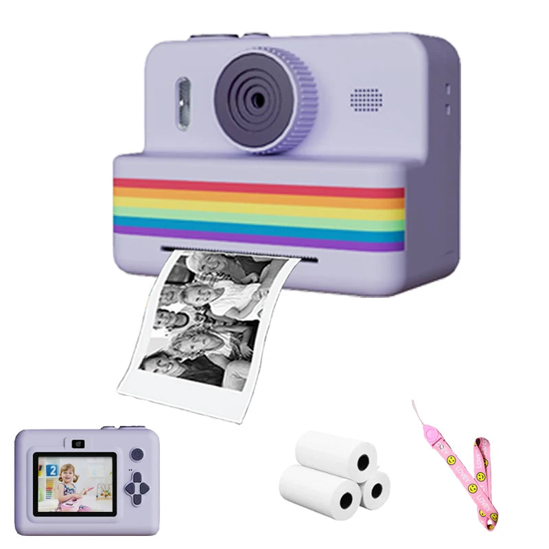 kids instants camera with 32GB memory card&color pencil, dual cameras, flashlight, the perfect gift for boys and girls.