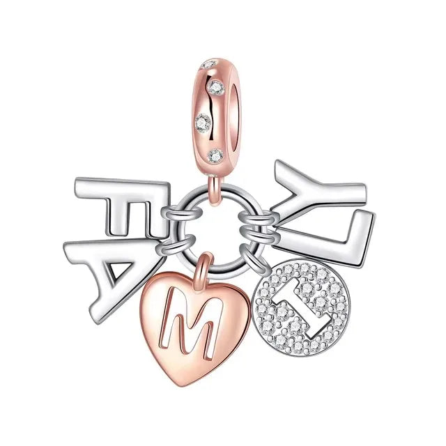 925 Silver Charms Love Mother Sister Heart Beads Fit Original Bracelet DIY Woman Jewelry Mother's Day Gift