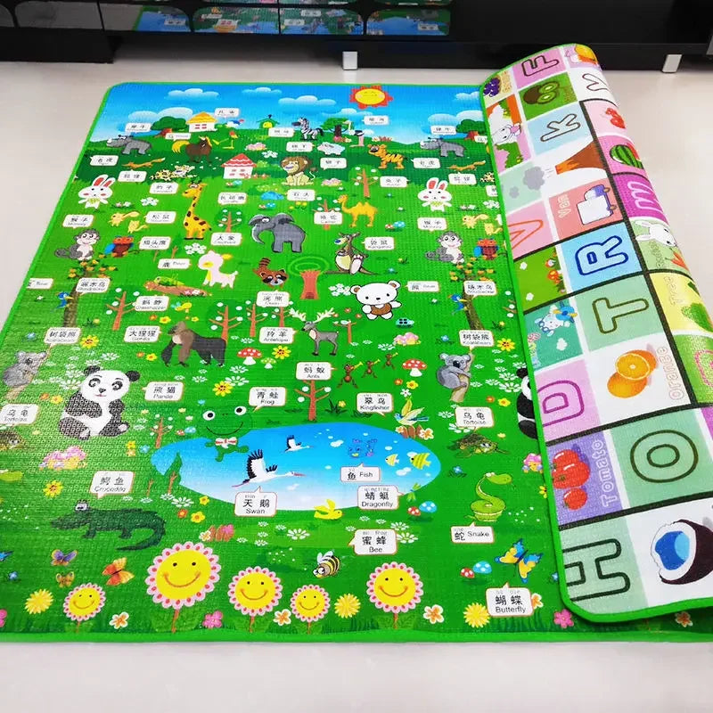 Baby Play Mats Doubel Sided Animals Kids Rug Educational Toys for Children Soft Floor Toddler Crawling Carpet Game Activity Gym