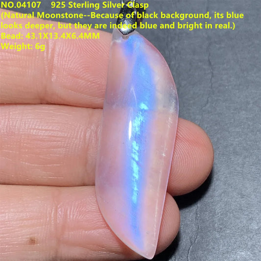 Natural Colorful Moonstone Pendants Necklaces Unusual Women Big Orange Blue Light Rainbow Moon Stones Bead Gemstone Jewelry S925