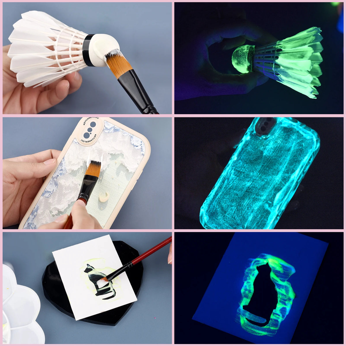 6Colors Acrylic Fluorescent Paint Glow In Dark DIY Painting Art Materials Arts Crafts Painting Tool DIY Graffiti Acrylic Pigment