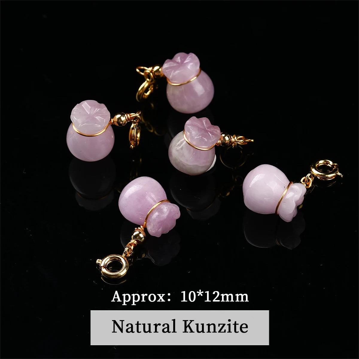 1 Pc Natural Stone Kunzite Bead Carved Cute Lucky Charm Pendants For Jewelry Making DIY Bracelet Necklace Accessories
