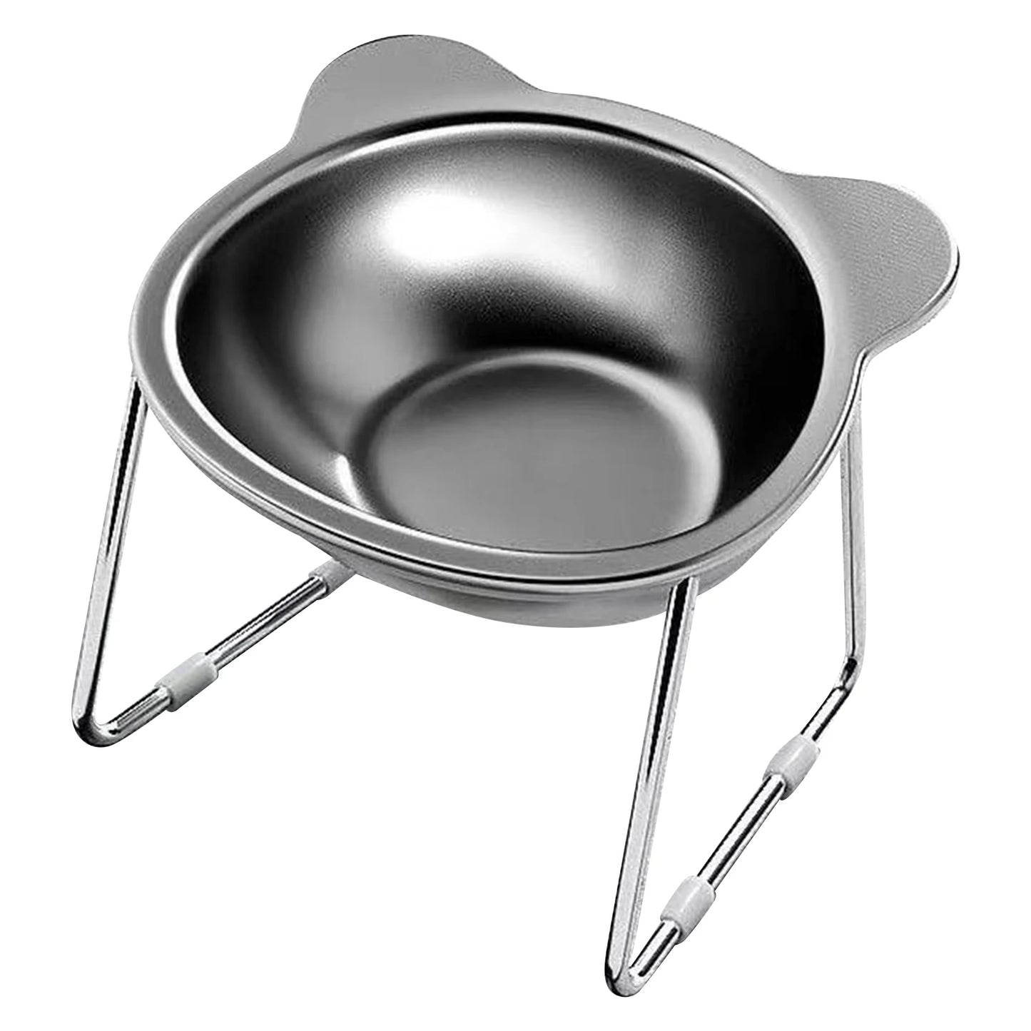 ‌304 Raised Stainless Steel Cat Bowl with 15° Elevated Design Tilted Neck Guard Healthy Feeding Shatterproof for Cats Puppies