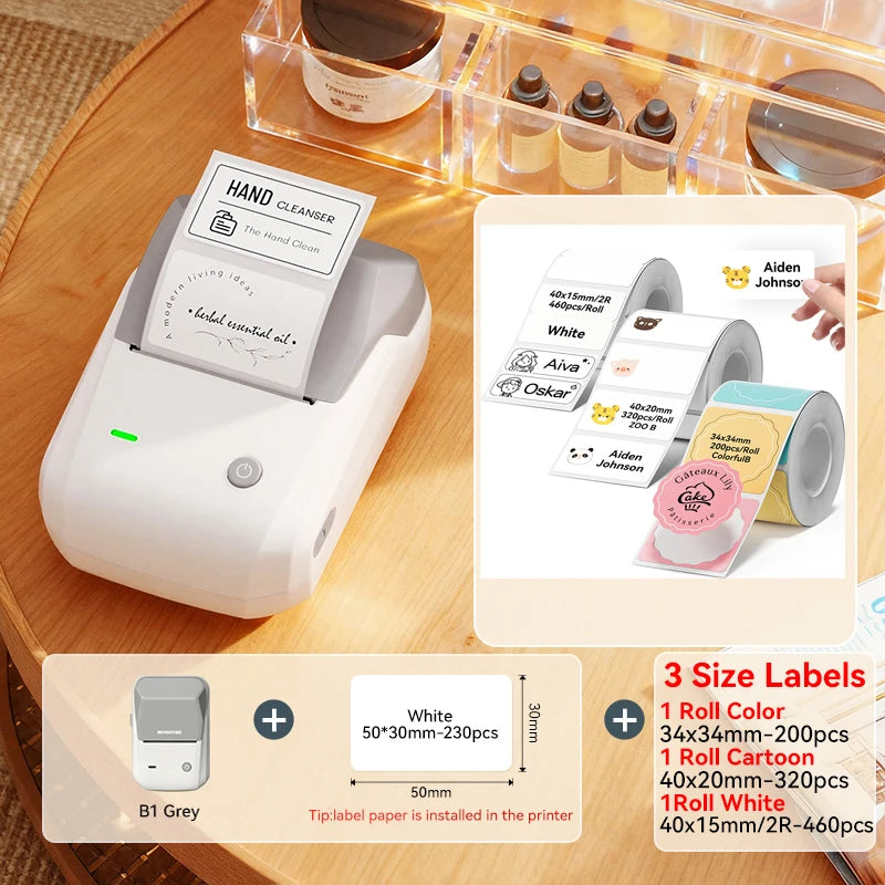 NIIMBOT B1 Portable Thermal Printer With Tapes 2 Inch Adhesive Label Printer Mini Bluetooth Sticker Maker Support Smartphones PC