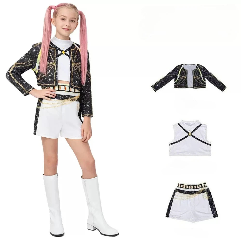 New Warrior K Pop Disguise Rumi Costume Zoey Cosplay Mira Clothes Black 3D Printing Girls Group Women Halloween Costumes Outfits