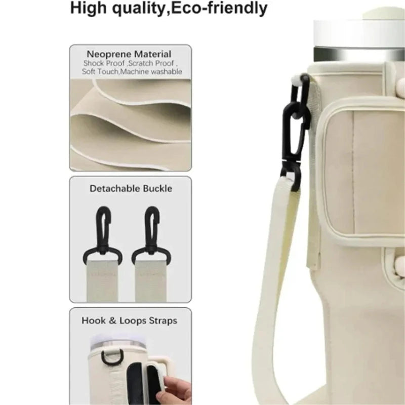 1PC Water Bottle Carrier Bag for Large Capacity Tumbler Cup with Handle Water Bottle Cup Sleeve with Adjustable Shoulder Strap