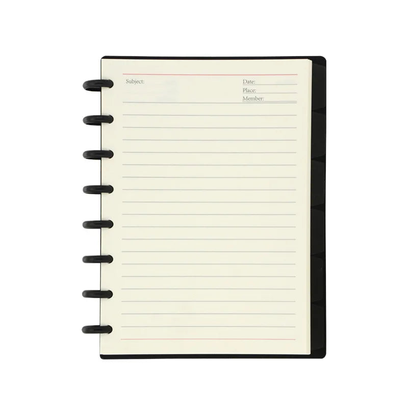 A4/B5/A5/B6 Business Loose-leaf Notebook Plastic Ring Binding Student Notebook Mushroom Hole Discs Notebook Journal Lined