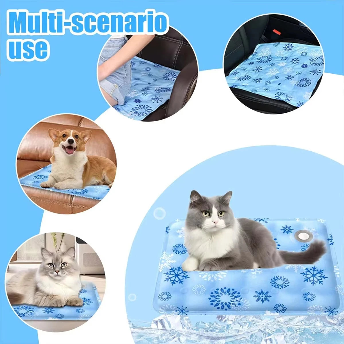 Pet Cooling Mat, Dry Ice Water Injection Cool Pad, Waterproof Wear Resistant, Summer Heat Relief Cooling Cushion for Dogs & Cats