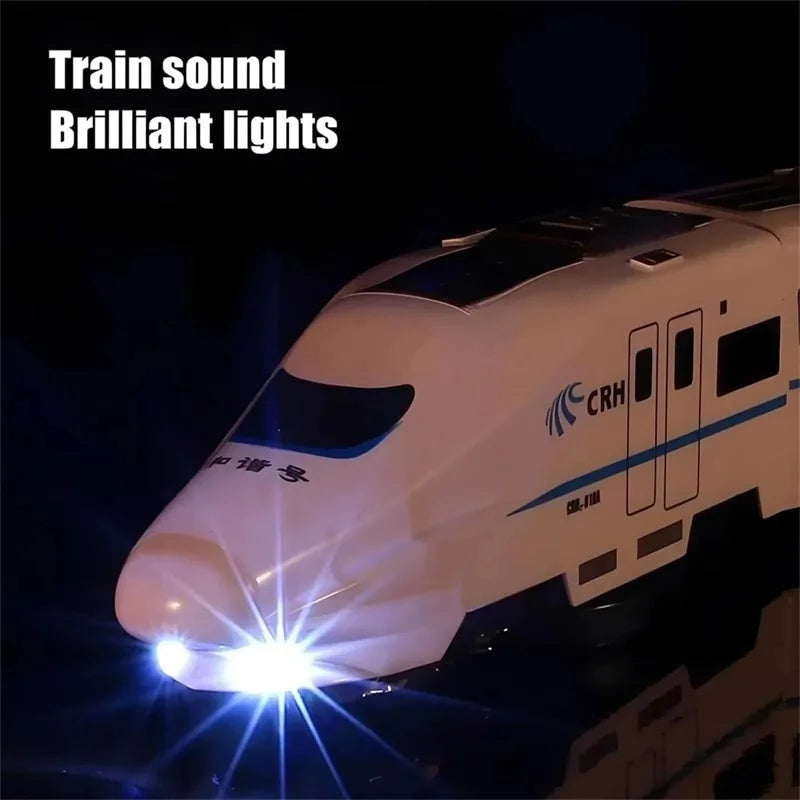 Kids DIY Simulation High Speed Railway Train Toy Car Electric Sound Light Model Train Educational Toys for Boys Girls Gift