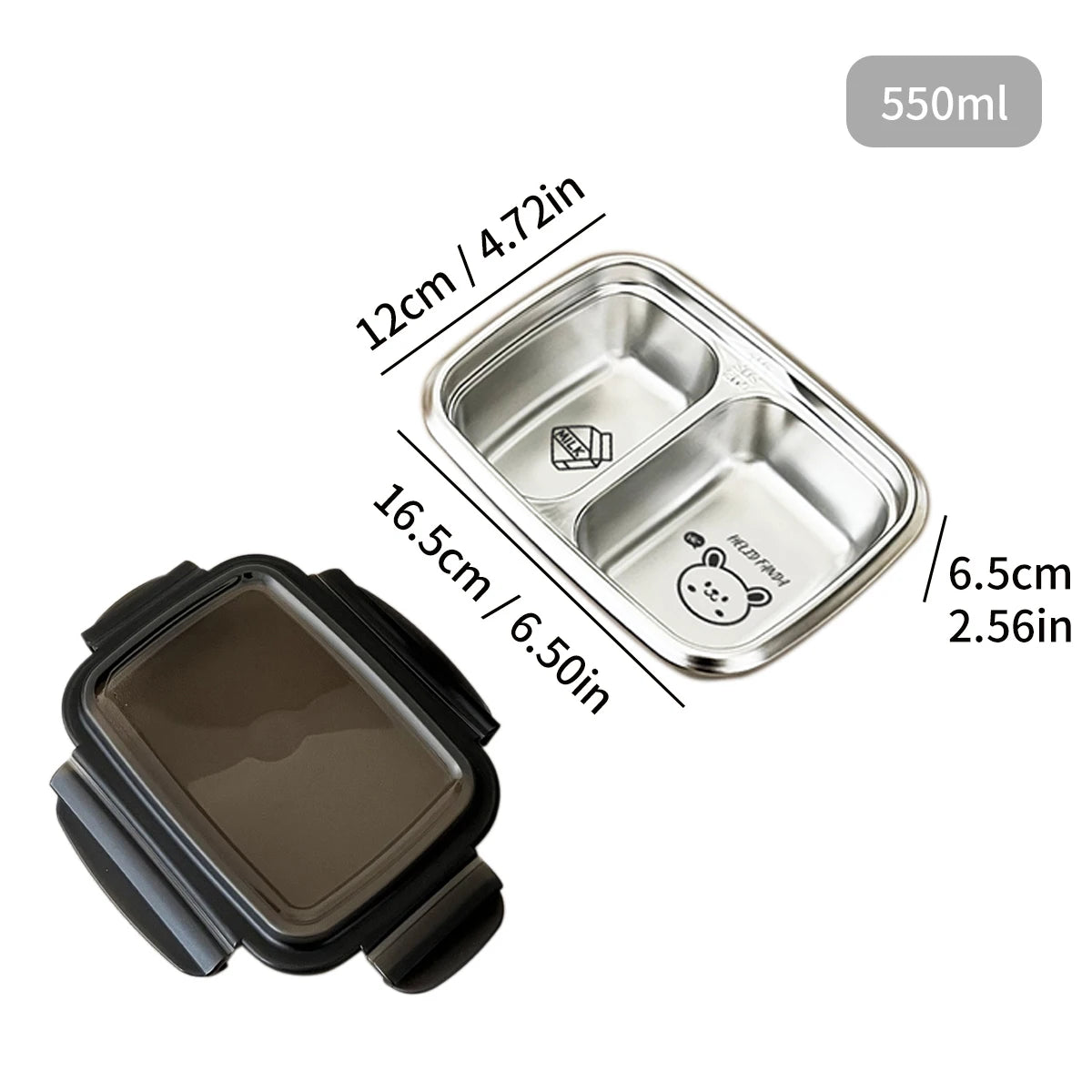WORTHBUY 2/3 Grids 304 Stainless Steel Lunch Box Portable Leak-proof Food Container Large Capacity Bento Box For Students Adult