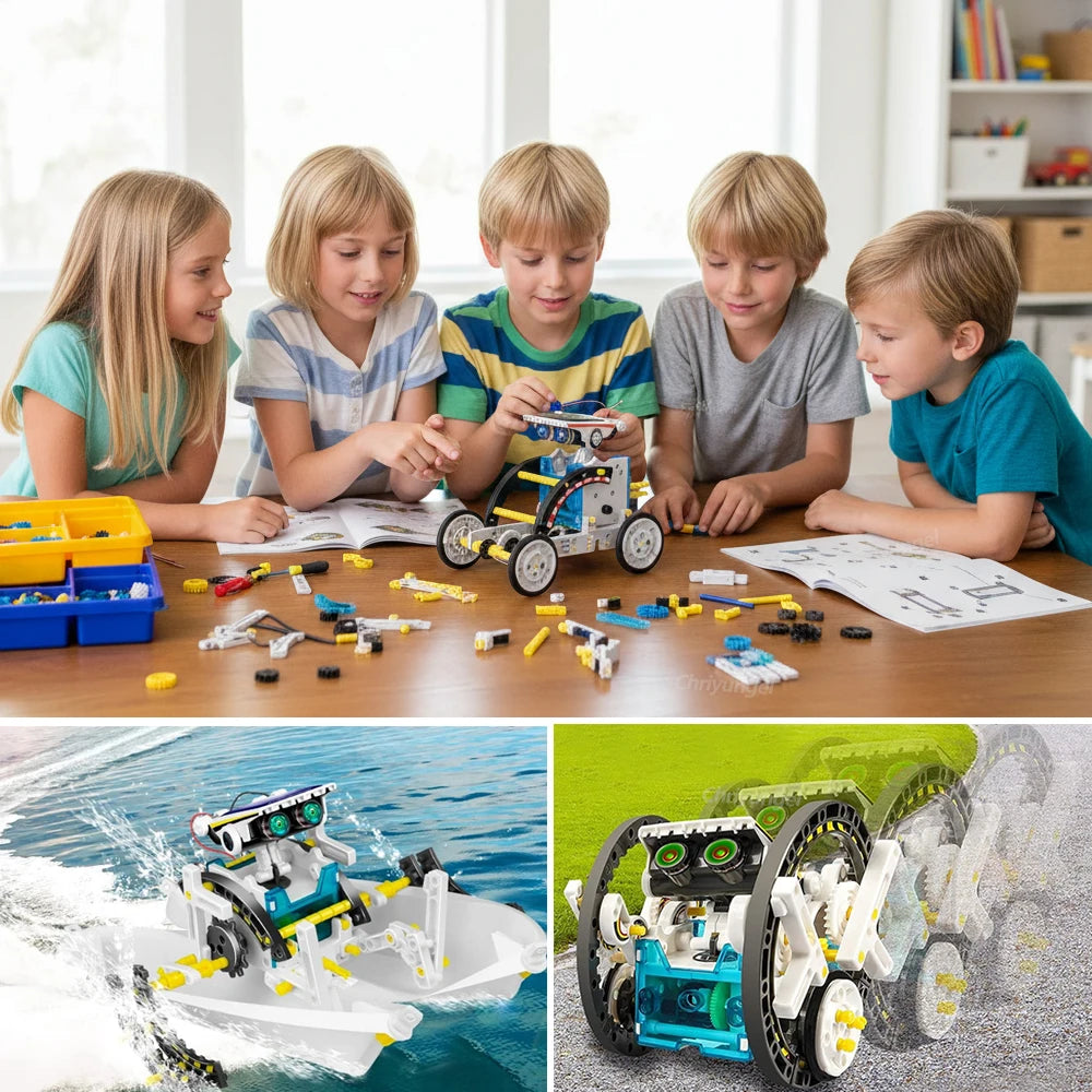 12-in-1 STEM Robot Building Kit Toys DIY Engineering Construction Set Educational Science Experiment Gift for Kids Teens