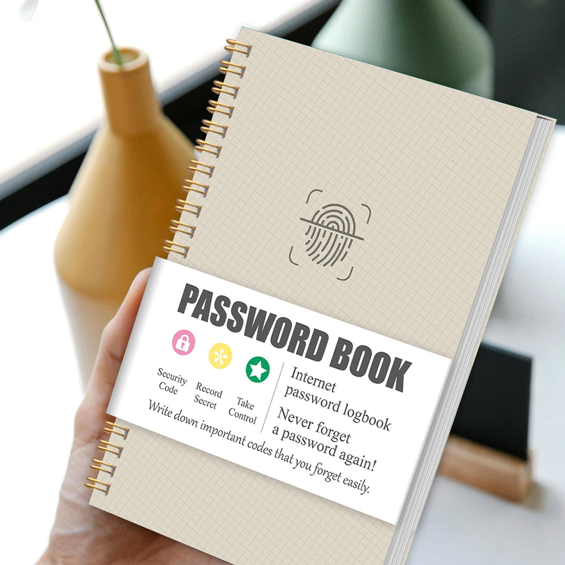 A6 Password Book Spiral Internet Password Organizer Notebook with Tabs for Login Records