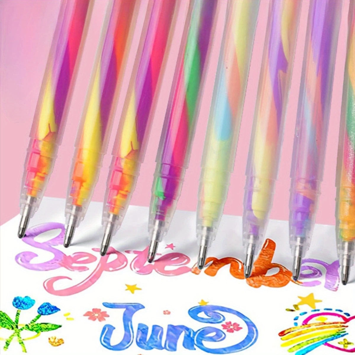 6pcs Glitter Gel Highlighter Pens Set - 1.2mm Vibrant Colors, Smooth Writing, Perfect for Journals, DIY Crafts, Greeting Cards,