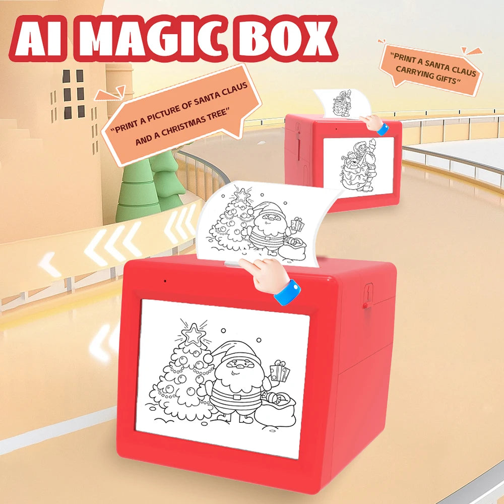 AI Magic Box Voice Control Portable HD Screen Printer for Kids Gift Drawing Printing Toy WIFI Android iOS Thermal Printer