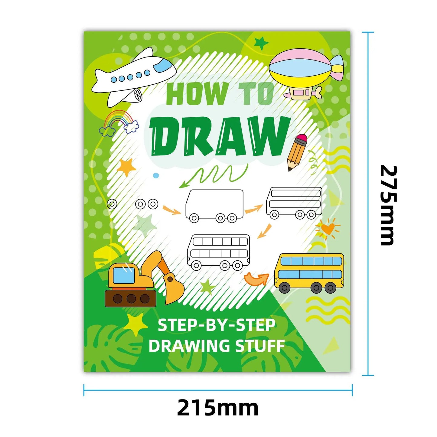 Step-by-Step Guide for Kids: Learn to Draw Vehicles with Simple Shapes & Fun Coloring Book Pages for Early Education