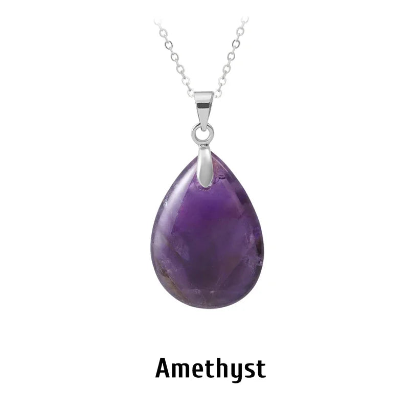 Natural Stone Crystal Pendant Teardrop Fashion Necklace For Diy Necklace Earrings Making Jewelry Christmas Friendship Gift