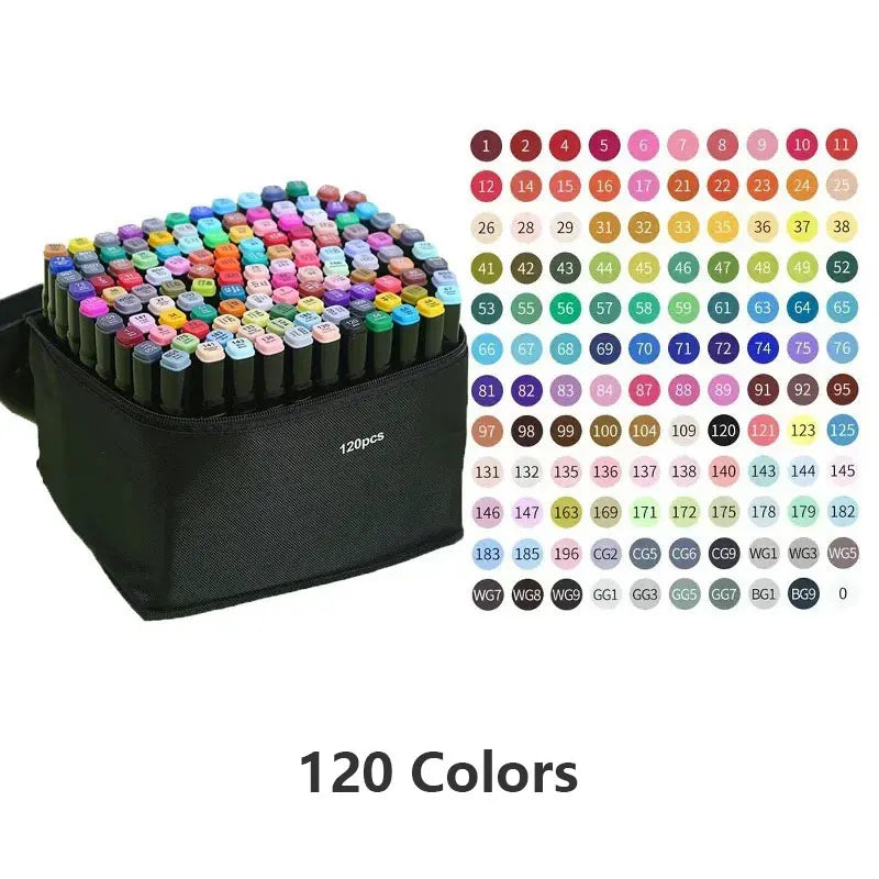 24-168 Colored Marker Pens Set Manga Brush Pen Drawing sketch Kawaii Art School Supplies Stationery Paint Lettering Markers