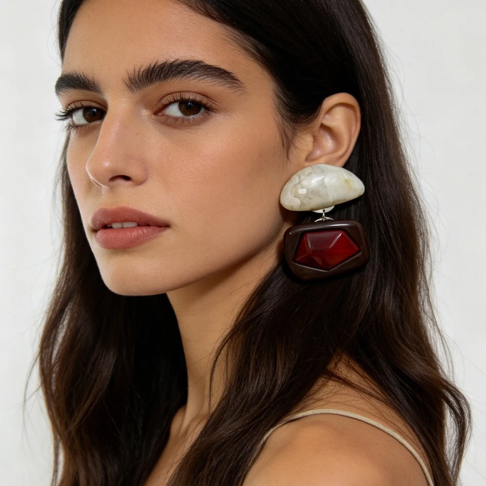 Vintage Summer Resin Drop Earrings For Women Acrylic Geometric Earrings Jewelry Gifts Accessories