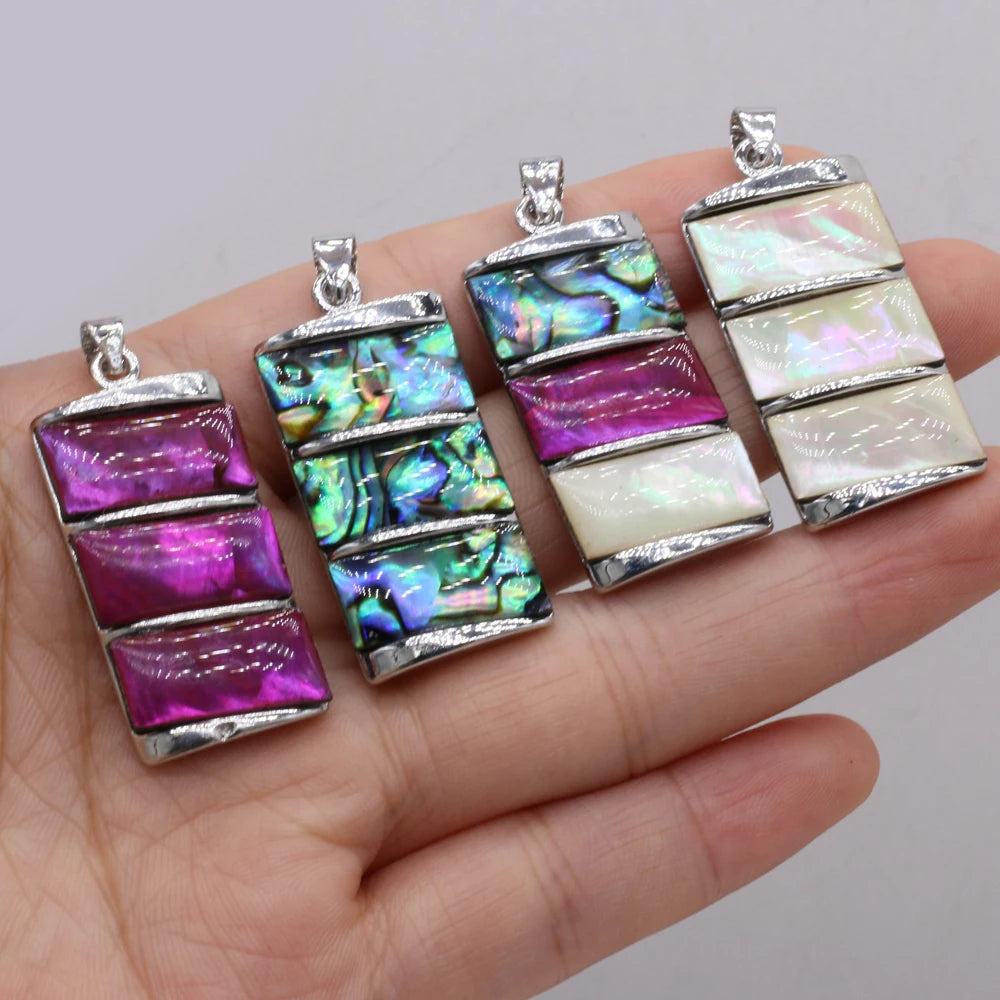 Hot Sale Natural Shell Pendant Mother Of Pearl Rectangle Pendant For Jewelry Making DIY Necklace Bracelet Accessory