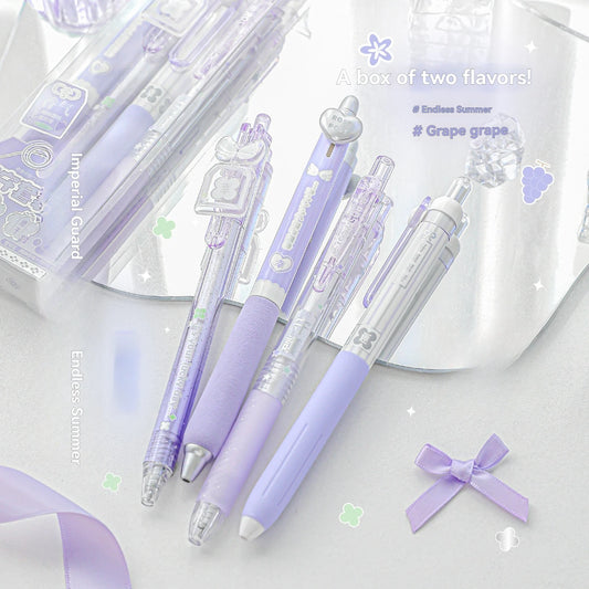 4pcs Good Luck Gel Pens Set Sweety Japanese Style 0.5mm Ballpoint Black Ink for Writing Student Back to School Kids Gift