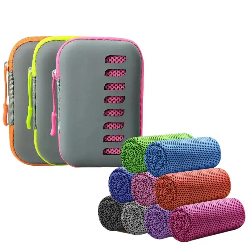 Summer Cooling Sports Towel Quick Dry Towel Portable Fitness Sweat Absorbing Towel Outdoor Workout Cooling Towel with EVA Box
