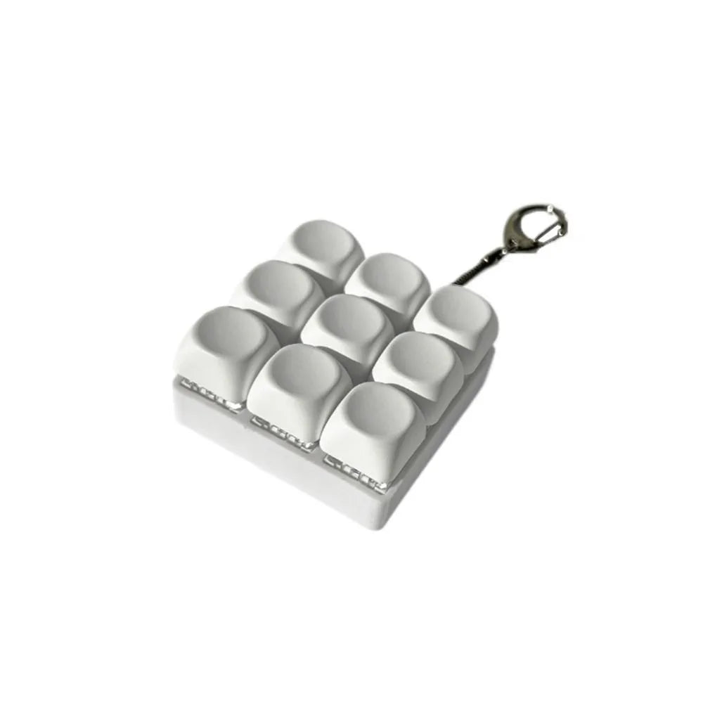 Relaxing DIY Keyboard Fidget Keychain Keycap Keys Button Finger Keyboard Cap 4/9Keys Relief Stress Clicker Toy Adult