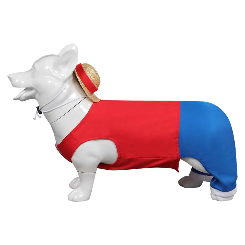 2026 Pirate Fantasia Luffy Cosplay Costume Cartoon Pet Dog Hoodie Clothing Hat Outfits Halloween Anime Carnival Disguise Suit