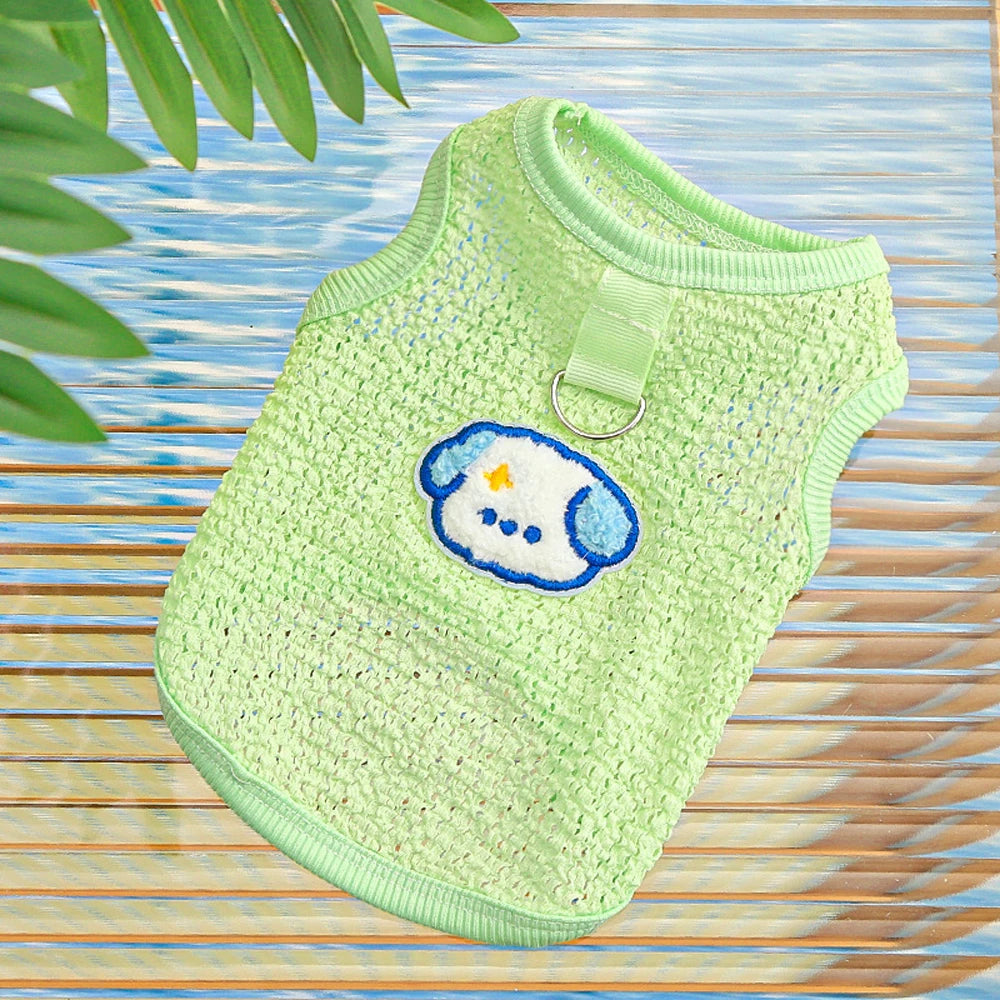 Cute Dog Cooling Vest Solid Breathable Mesh Thin Small Dog Summer Clothes  Bichon Medium Cat T Shirts Clothing Puppy Undershirt
