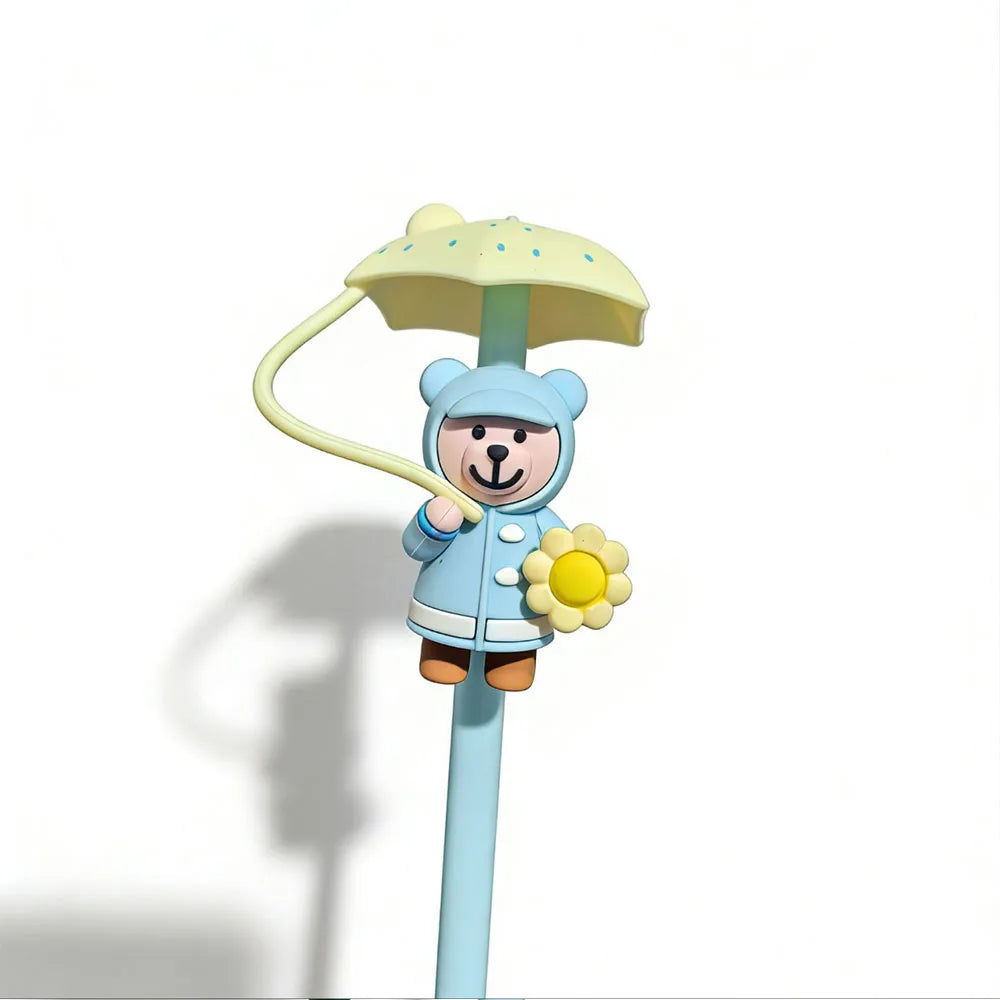 1pc Cute Bear Silicone Straw Cover Dust Plug for 7-8mm Straw Cups Tumblers Drink Lid Cap Creative Straw Toppers Cup Accessories