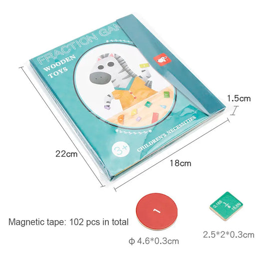 Children Magnetic Fraction Learning Math Toys Wooden Fraction Book Set Kids Arithmetic Learning Educational Toys Teaching Aids