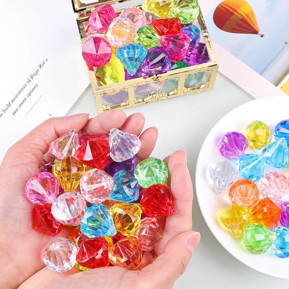 1 Box 30Pcs Plastic Crystal Diamond Treasure Box Children's Birthday Party Baby Shower Carnival Kindergarten Party Gift Prizes