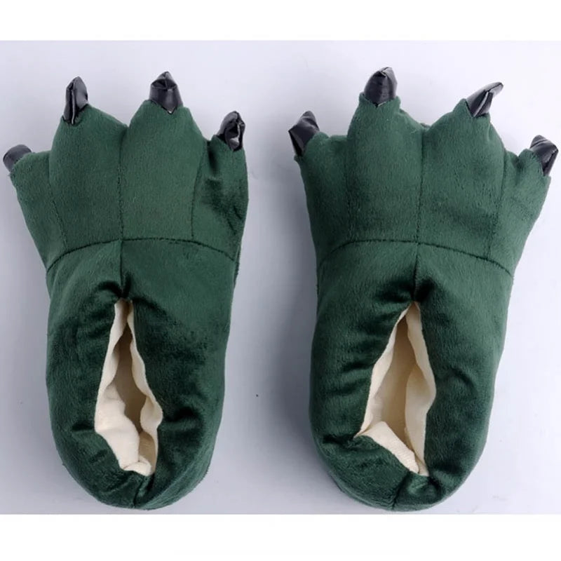 Winter Warm Soft Indoor Floor Slippers Women Men Shoes Paw Funny Animal Christmas Monster Dinosaur Claw Plush Home Random Lining