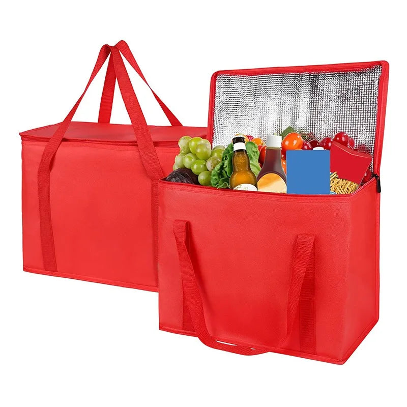 Large Capacity Insulated Grocery Bags Foldable Reusable Soft Cooler Bag Lightweight Hot Cold Takeout Food Delivery Bag NEW